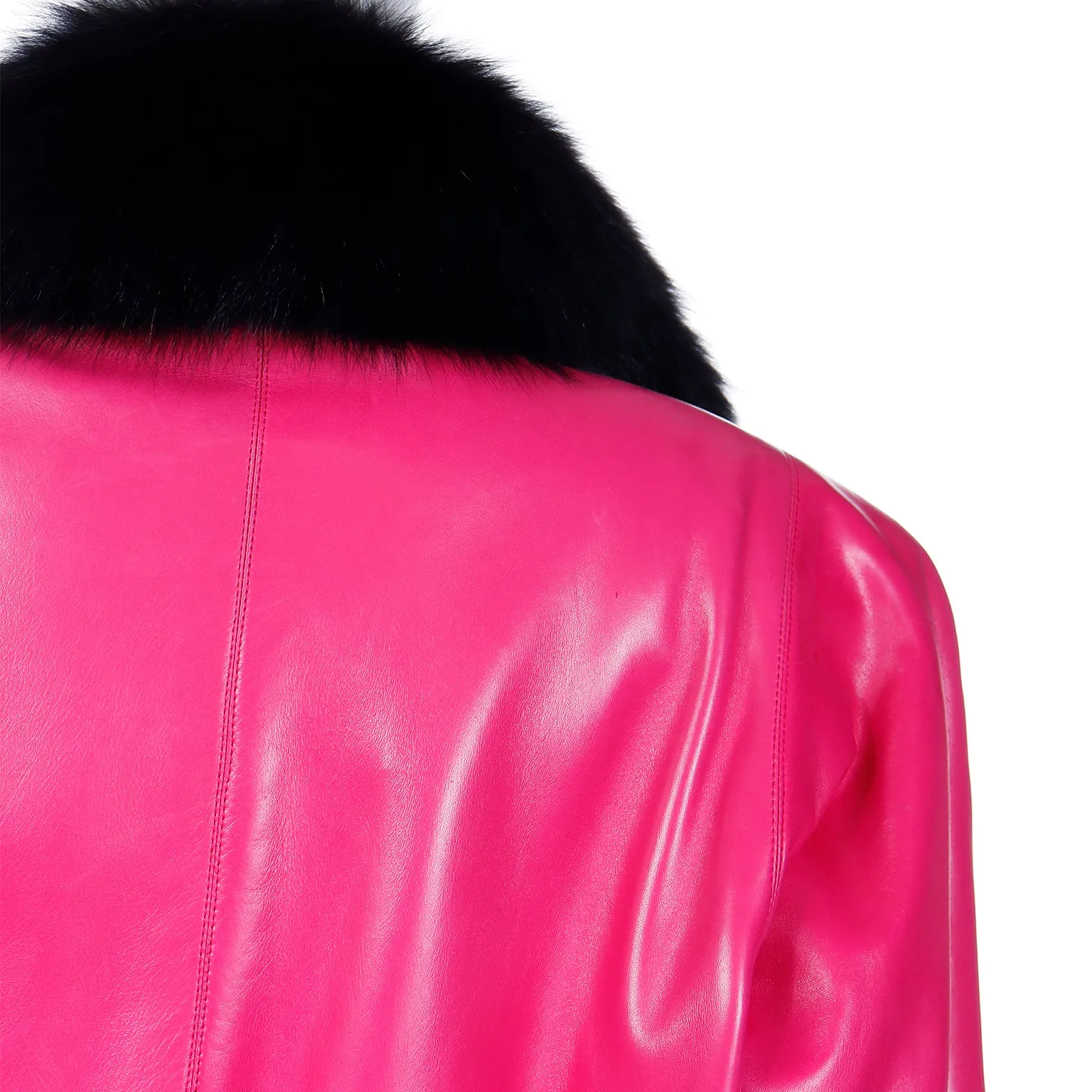 1987 Yves Saint Laurent Haute Couture Runway Pink Leather Jacket W Fur