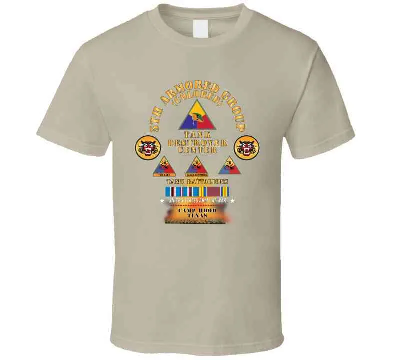 5th Armored Group -  Camp Hood, Tx W Fire - W 758, 761, 784th Tank Bn Ssi W Dui - Am Svc X 300 Classic T Shirt, Crewneck Sweatshirt, Hoodie, Long Sleeve