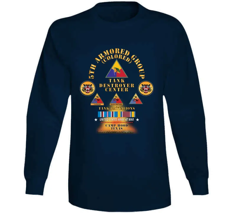 5th Armored Group -  Camp Hood, Tx W Fire - W 758, 761, 784th Tank Bn Ssi W Dui - Am Svc X 300 Classic T Shirt, Crewneck Sweatshirt, Hoodie, Long Sleeve