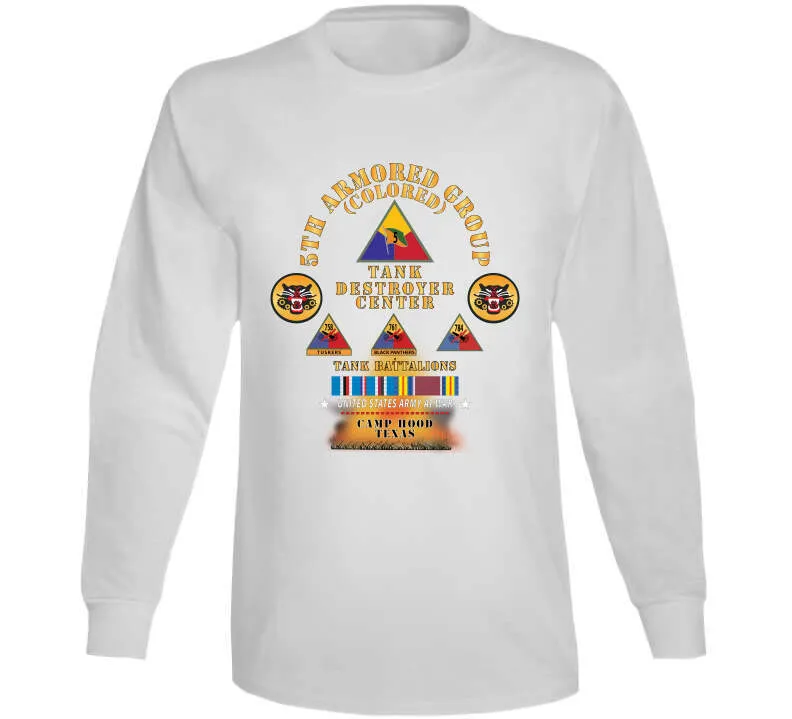 5th Armored Group -  Camp Hood, Tx W Fire - W 758, 761, 784th Tank Bn Ssi W Dui - Am Svc X 300 Classic T Shirt, Crewneck Sweatshirt, Hoodie, Long Sleeve