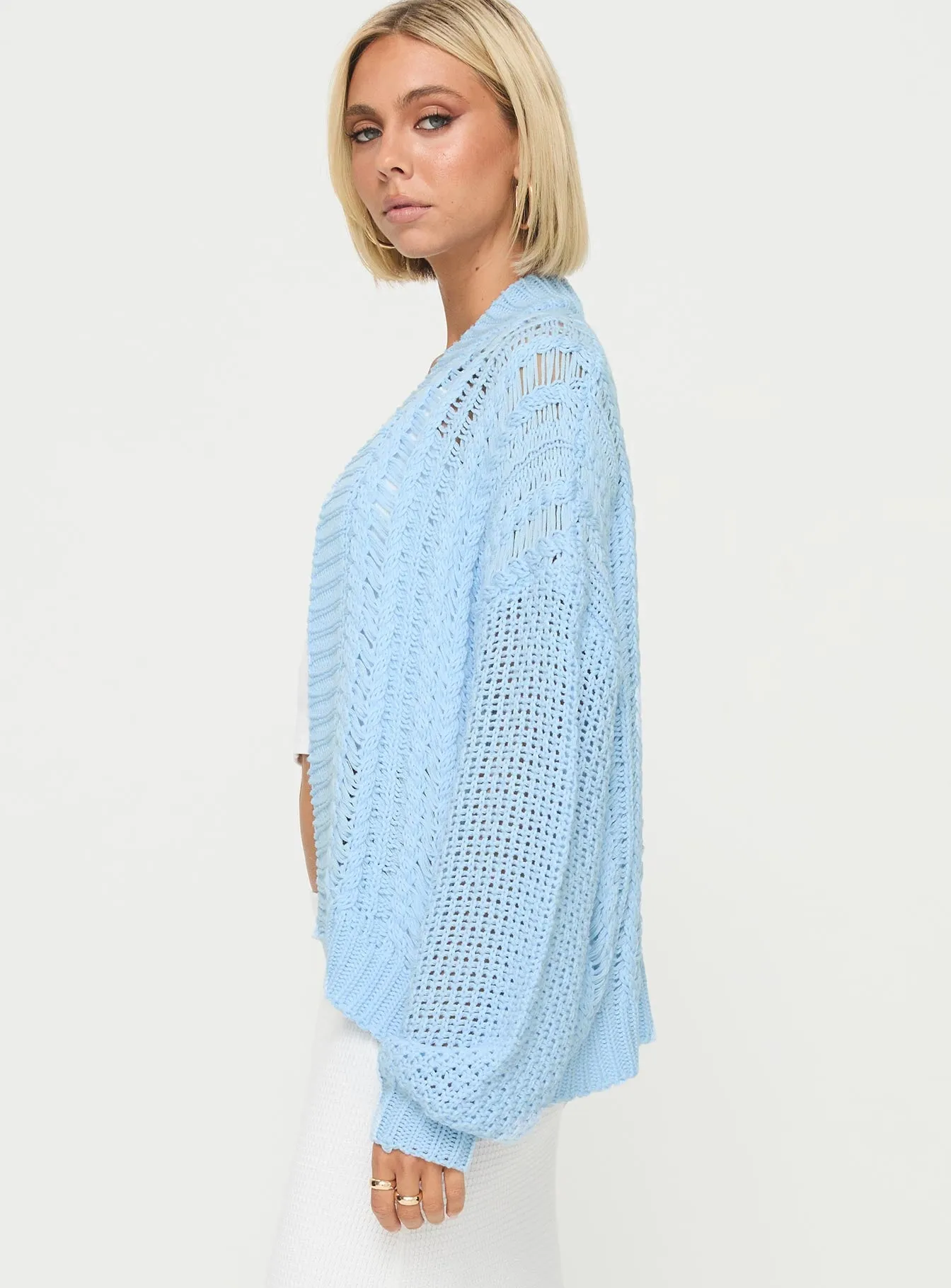 Abner Cable Cardigan Blue