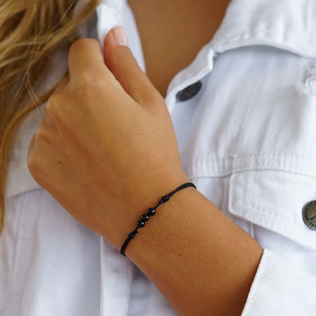 Adjustable Black Tourmaline Bead Bracelet