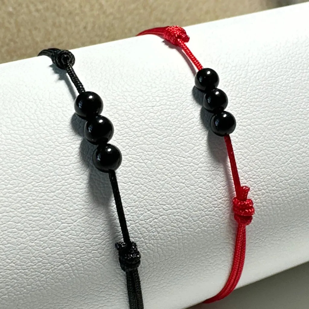 Adjustable Black Tourmaline Bead Bracelet