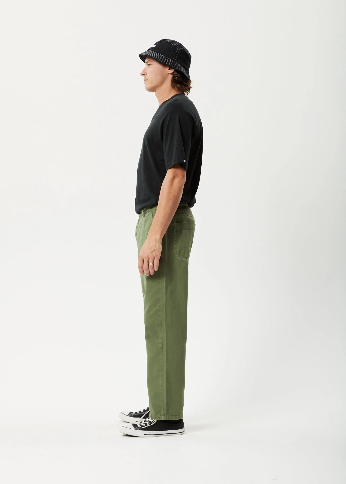 AFENDS Mens Ninety Twos - Twill Relaxed Pants - Cypress