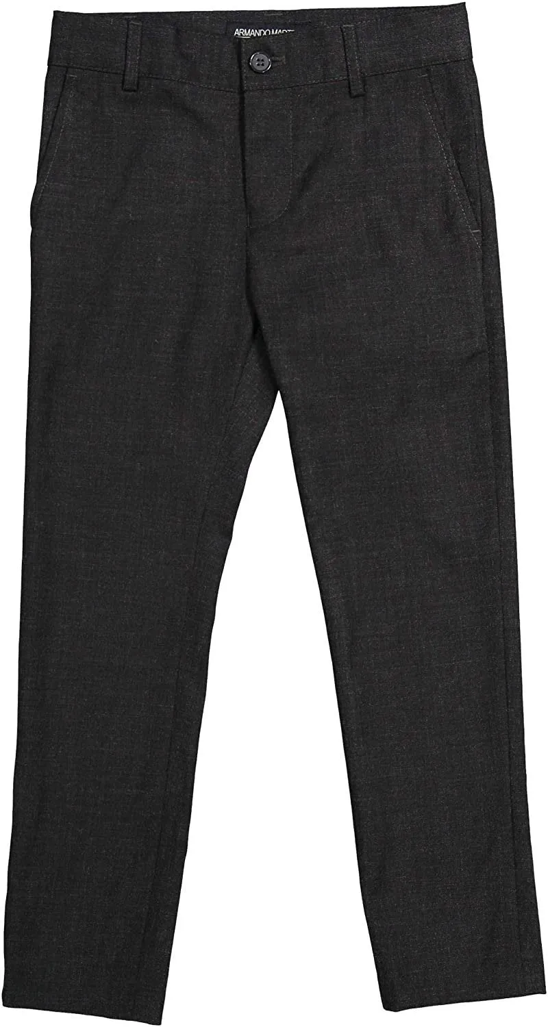 Armando Martillo Boys Flat Front Adjustable Waist Extra Slim Skinny Fit Dress Pants