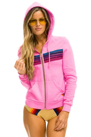 Aviator Nation 5 Stripe Unisex Hoodie  Neon Pink/Pink Purple