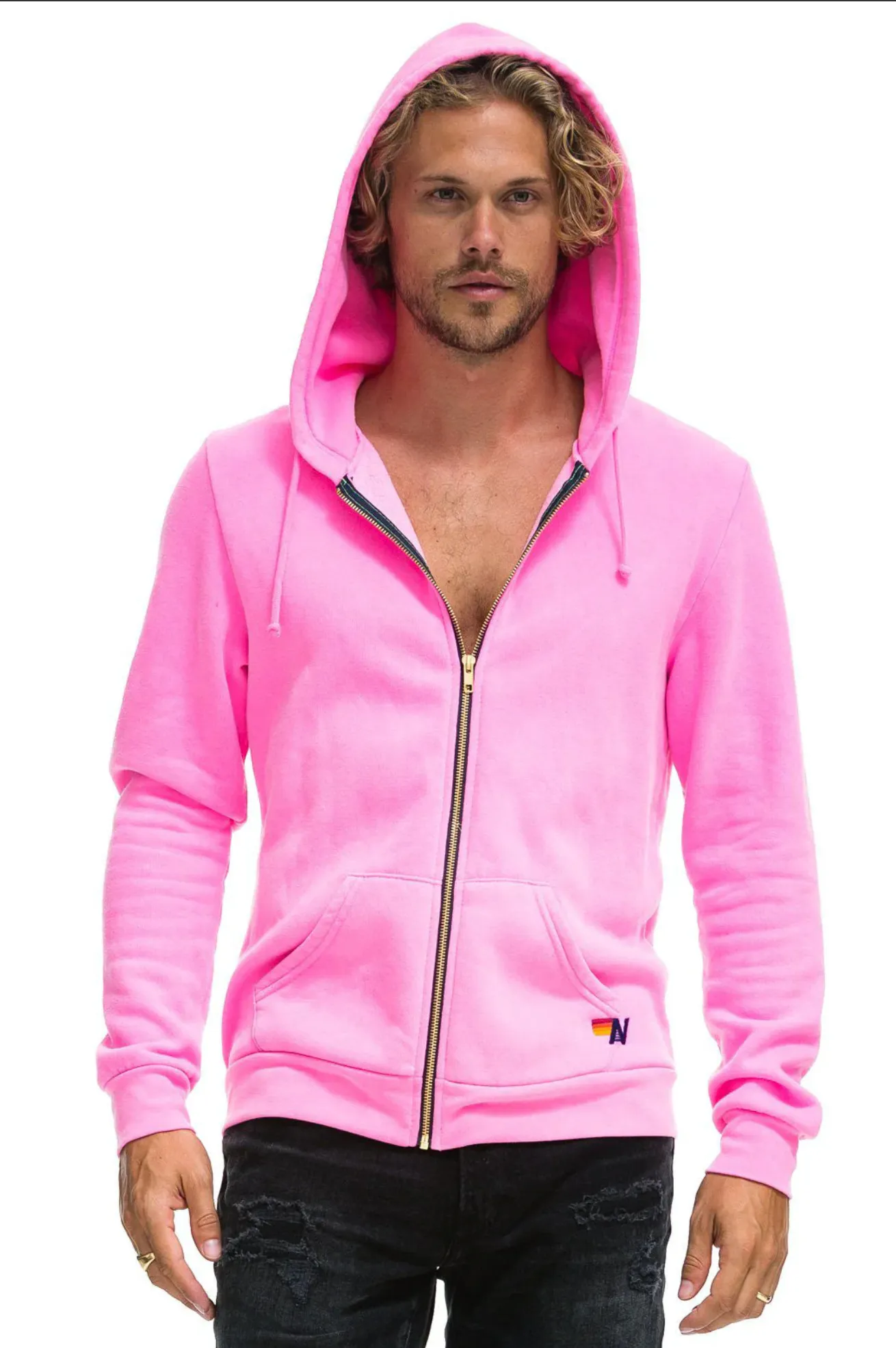 AVIATOR NATION UNISEX LOCALS ONLY HOODIE - NEON PINK