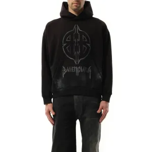 BB Logo Painted Hoodie in Black