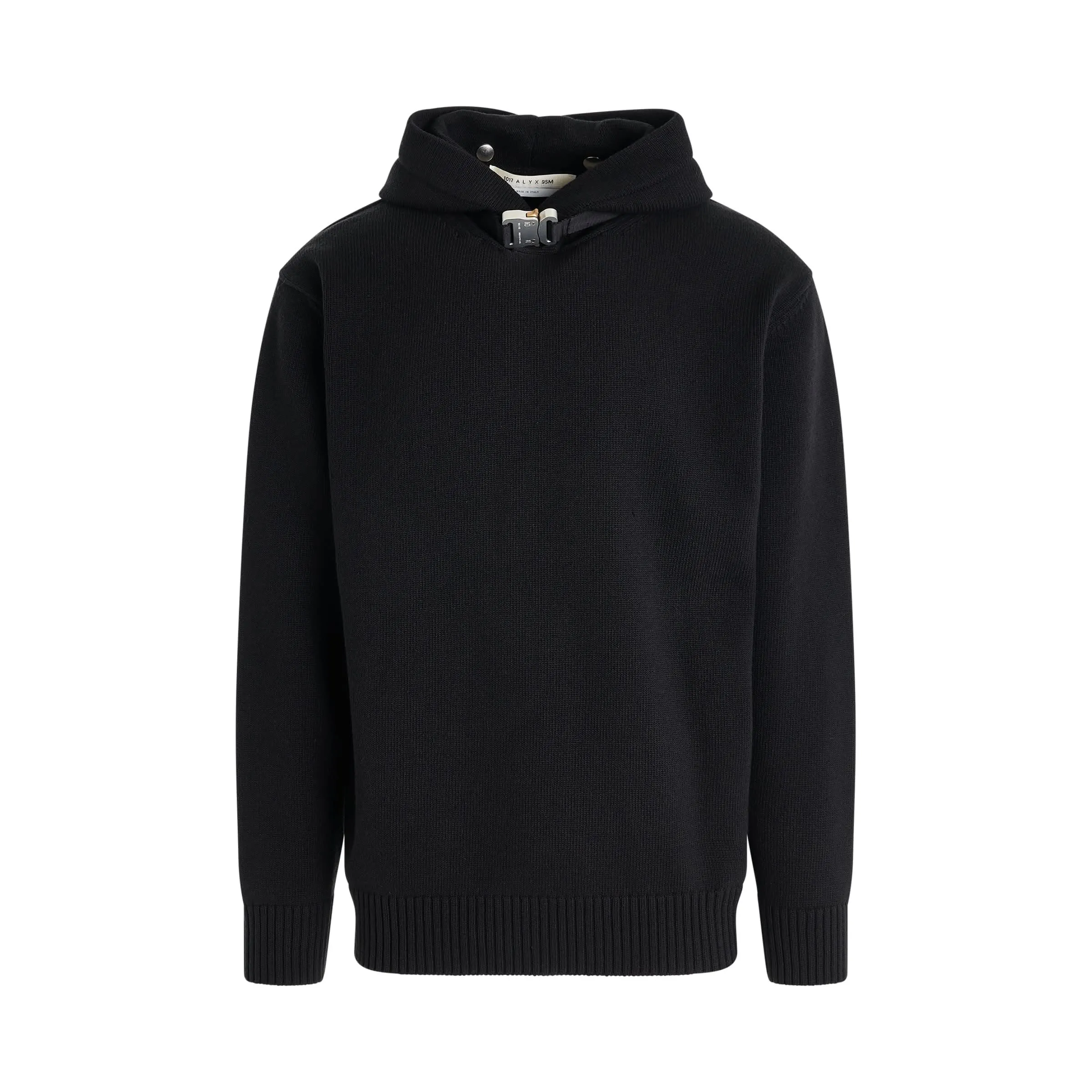 Buckle Knitted Hoodie in Black