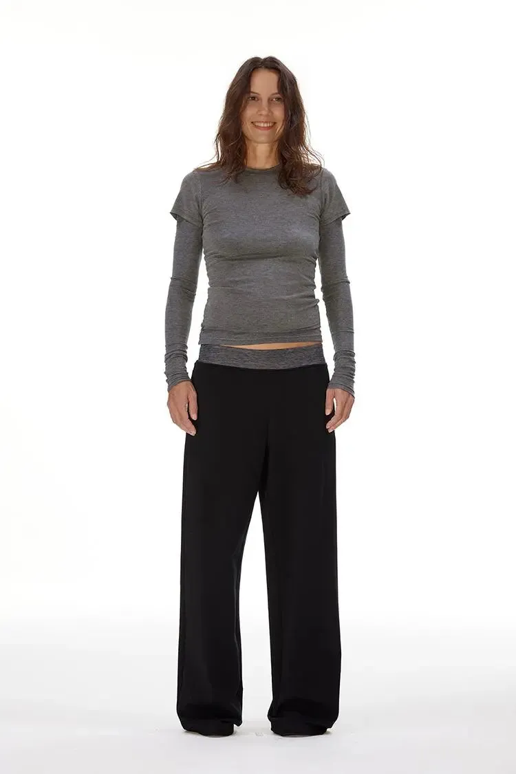 Casual Black Wide Leg Tall Sweatpants