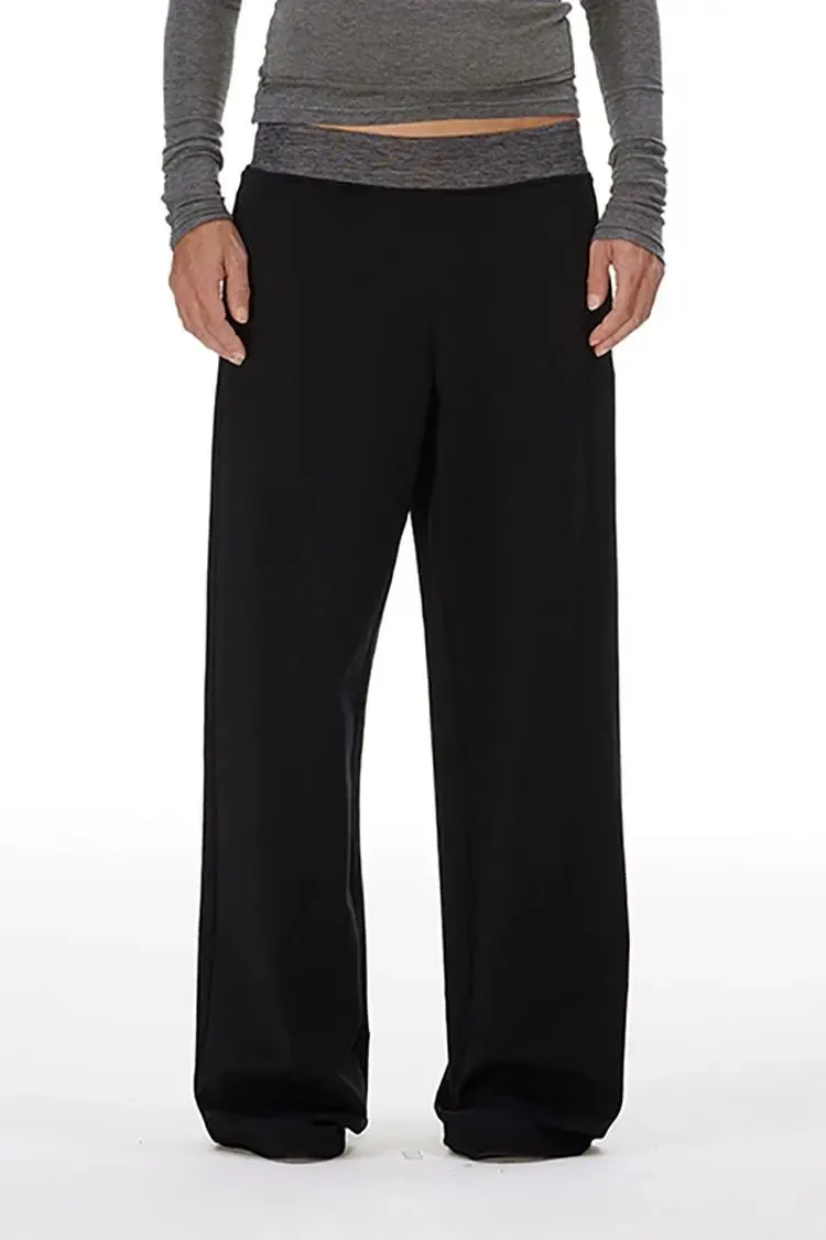 Casual Black Wide Leg Tall Sweatpants