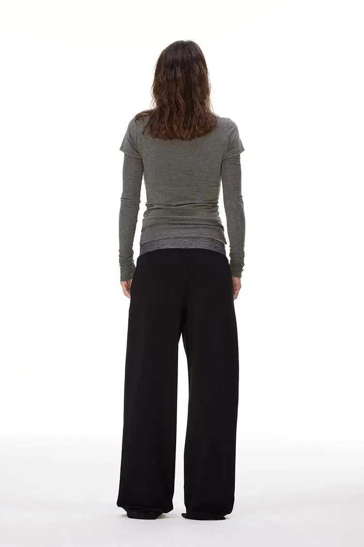 Casual Black Wide Leg Tall Sweatpants