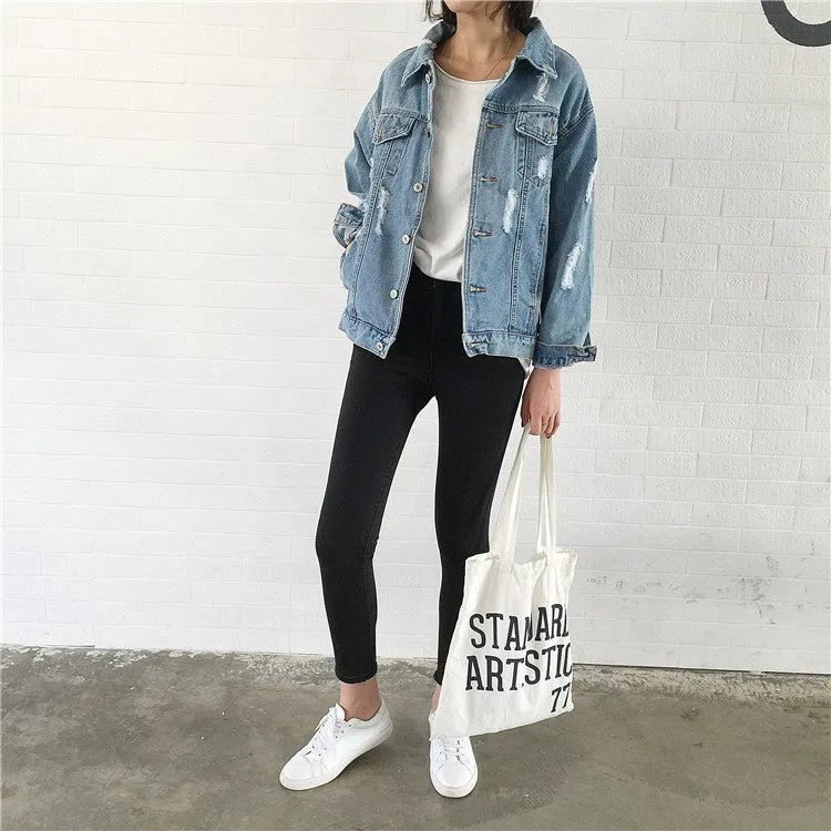 Casual Loose Wash Worn Denim Coat