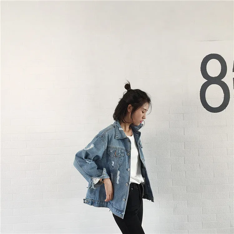 Casual Loose Wash Worn Denim Coat