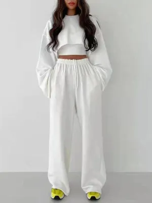 Chic Knit Sweater and Suspender Pants Set for Effortless Style