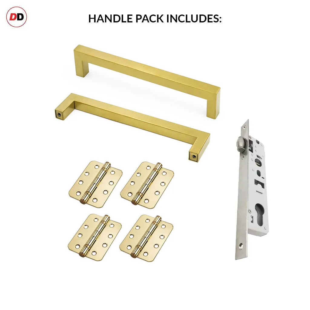 Concord 280mm Back to Back Pull Handle Pack - 4 Radius Cornered Hinges - Polished Gold Finish