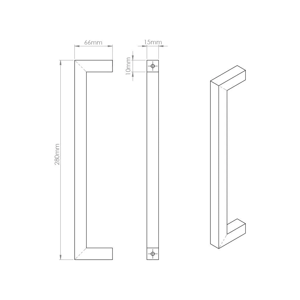 Concord 280mm Back to Back Pull Handle Pack - 4 Radius Cornered Hinges - Polished Gold Finish