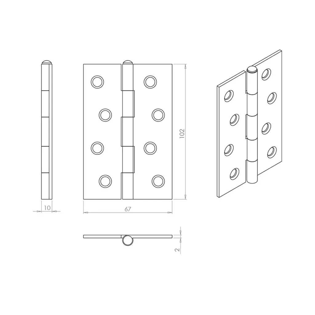 Concord 280mm Back to Back Pull Handle Pack - 4 Radius Cornered Hinges - Polished Gold Finish