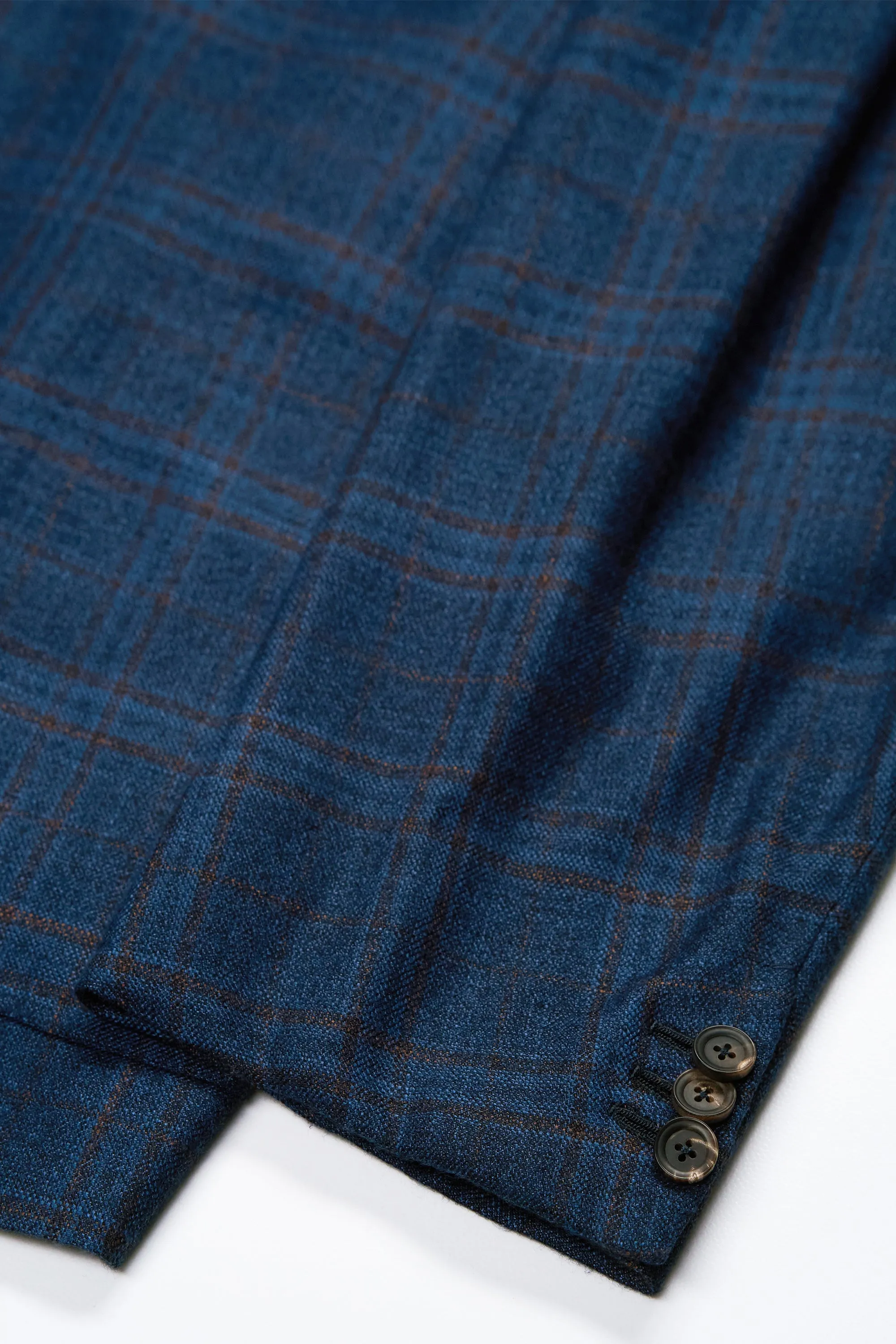 Dalcuore Blue/Brown Check Wool Sport Coat