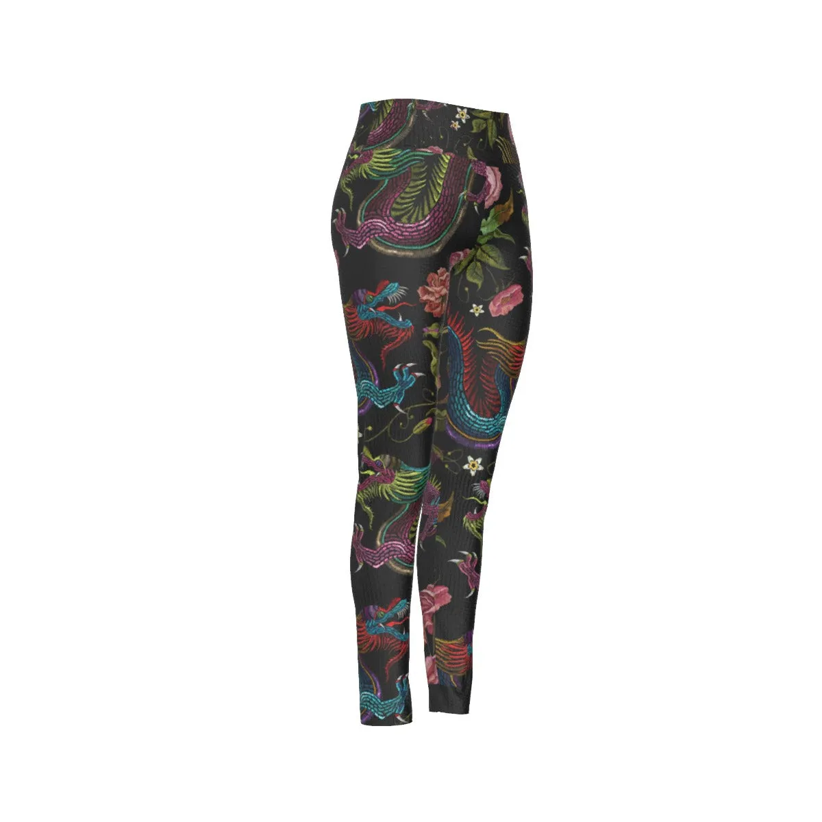 Dragons & Flowers High Waist Leggings