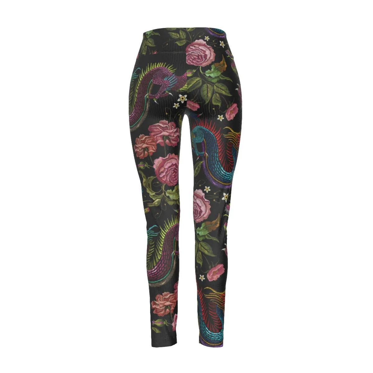 Dragons & Flowers High Waist Leggings