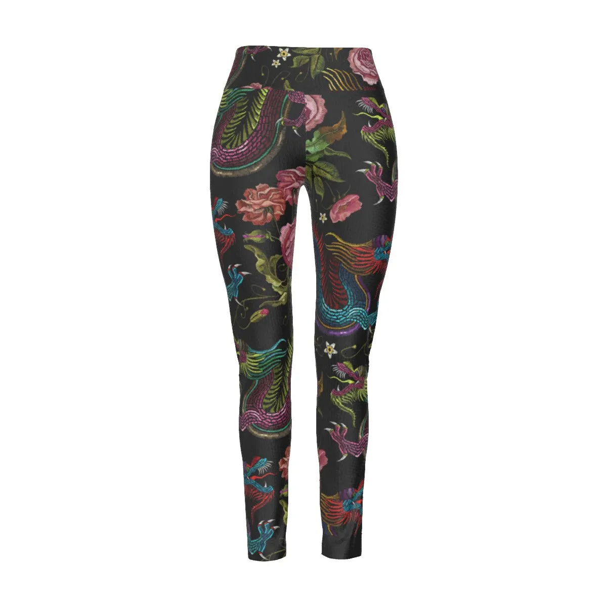 Dragons & Flowers High Waist Leggings