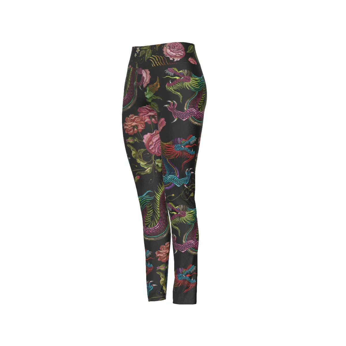 Dragons & Flowers High Waist Leggings