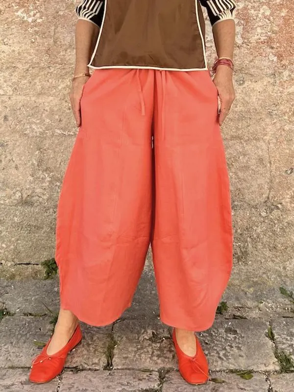 elveswallet Cotton and Linen Loose Lantern Cropped Pants