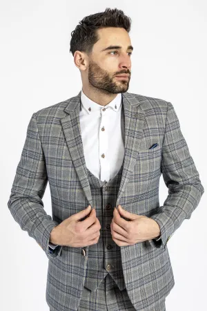 ENZO - Sky Stone Tweed Check Blazer