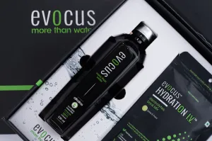 Evocus Ultimate Hydration Gift Box - Premium Glass Water Bottle 330 ml & Hydration IV