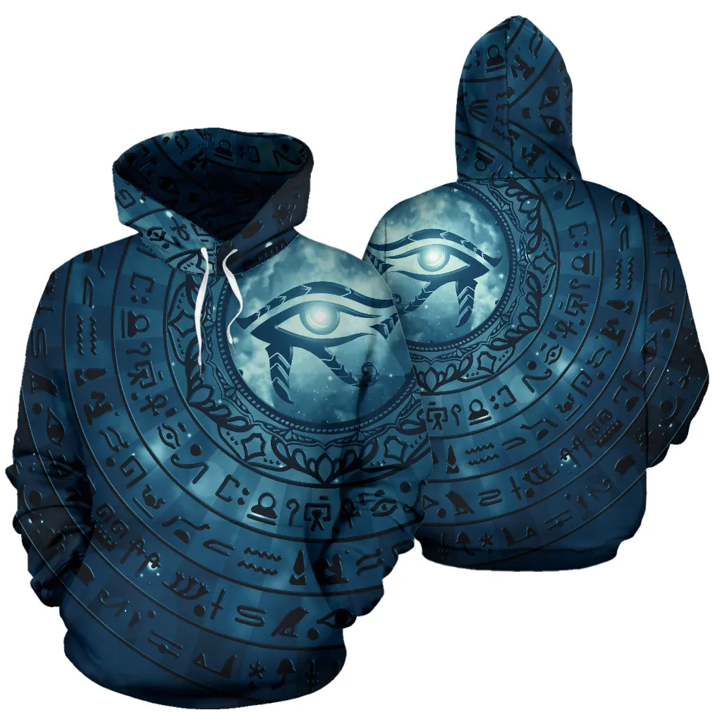 Eye of Horus Hieroglyphs - Blue | Hoodie | Mandalazed