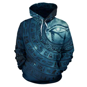 Eye of Horus Hieroglyphs - Blue | Hoodie | Mandalazed