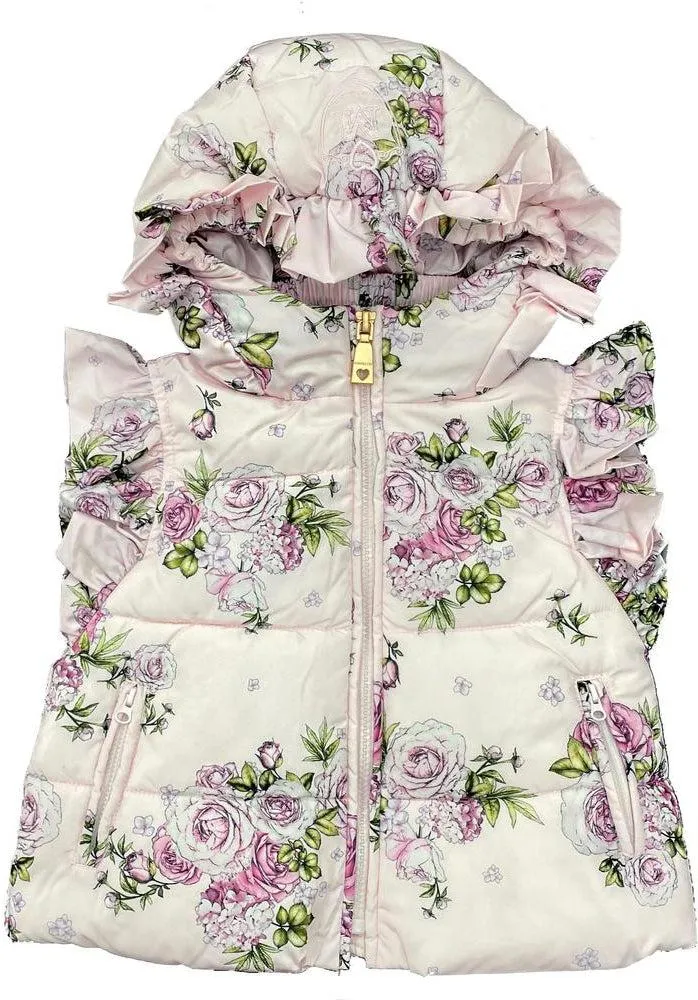 Girls Pastel Floral Gilet