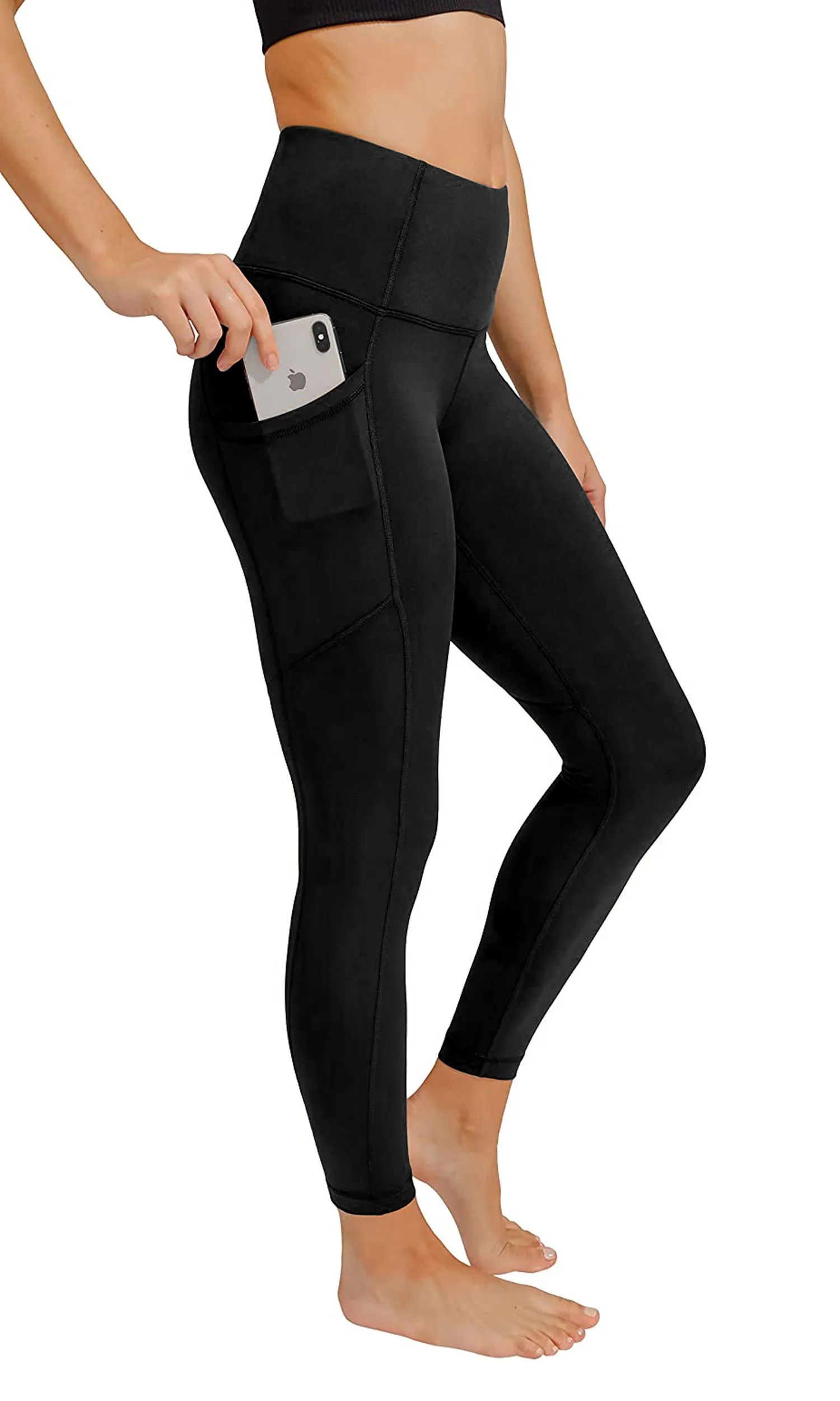 High waist tummy control legging with 3 Pockets in Black