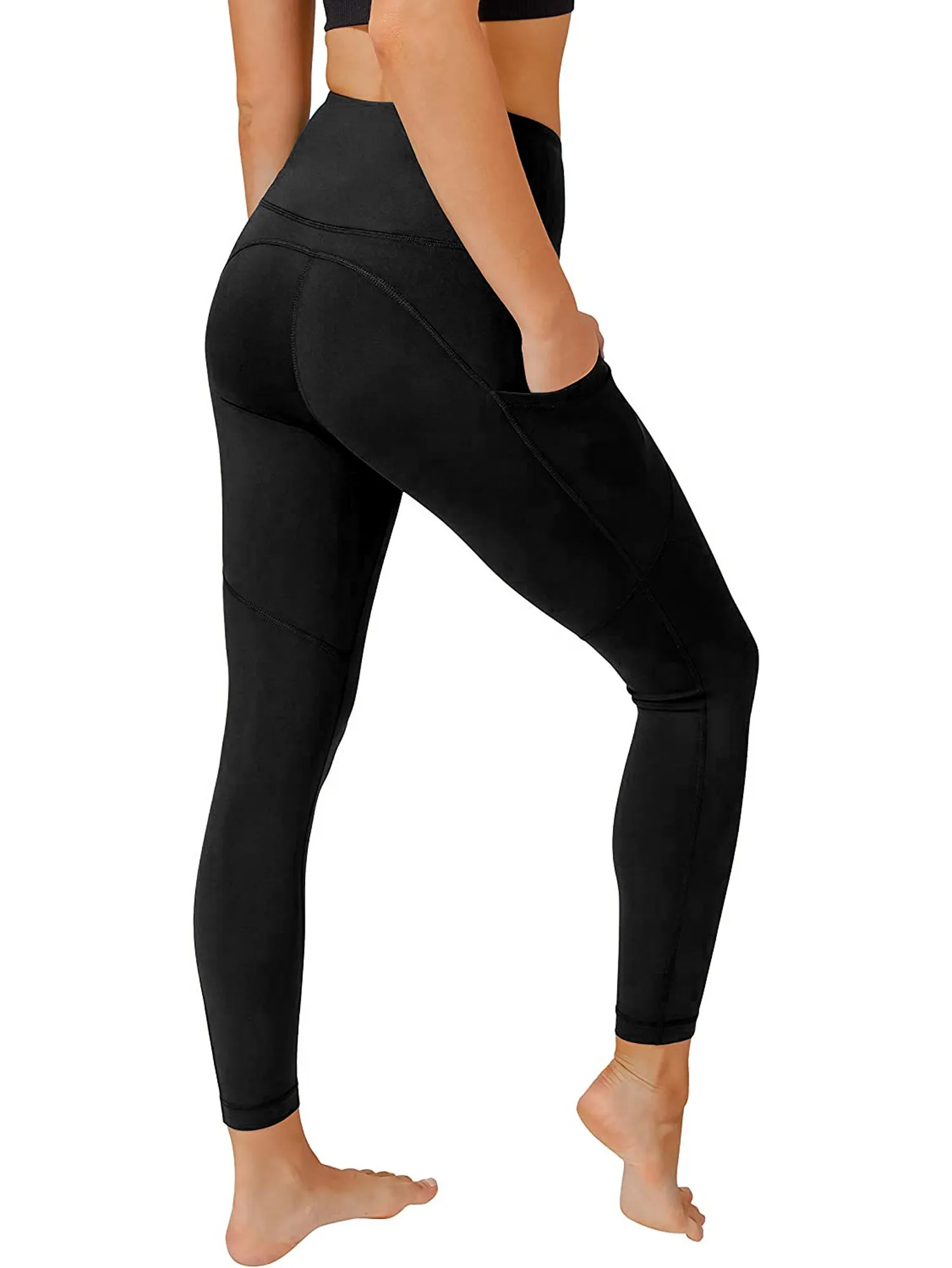 High waist tummy control legging with 3 Pockets in Black