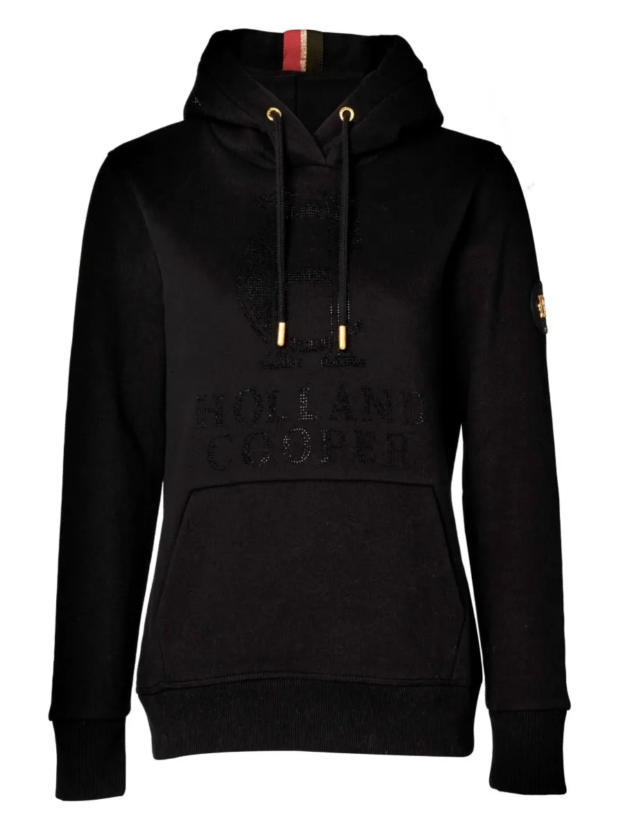 Holland Cooper Essential Ladies Hoodie Sweat Top in Black Sparkle