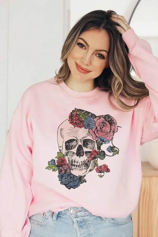 HORROR FALL FLOWERS SWEATSHIRT PLUS SIZE