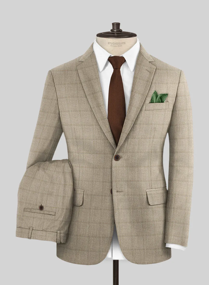 Italian Murano Padro Brown Wool Linen Silk Suit