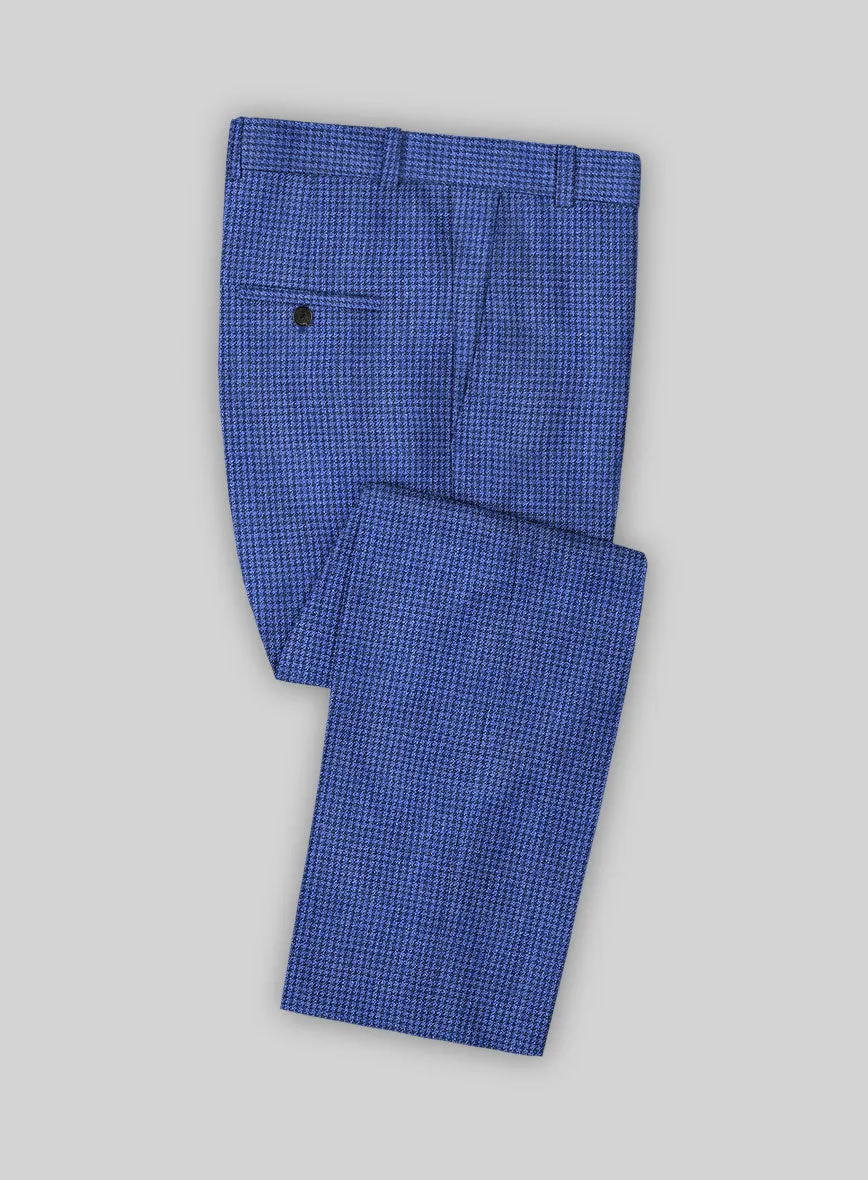 Italian Prato Blue Houndstooth Linen Suit