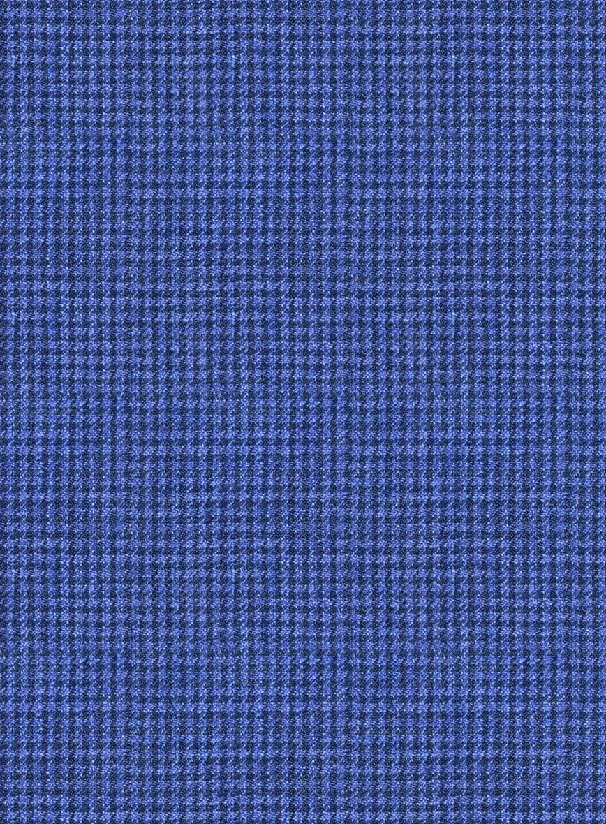 Italian Prato Blue Houndstooth Linen Suit