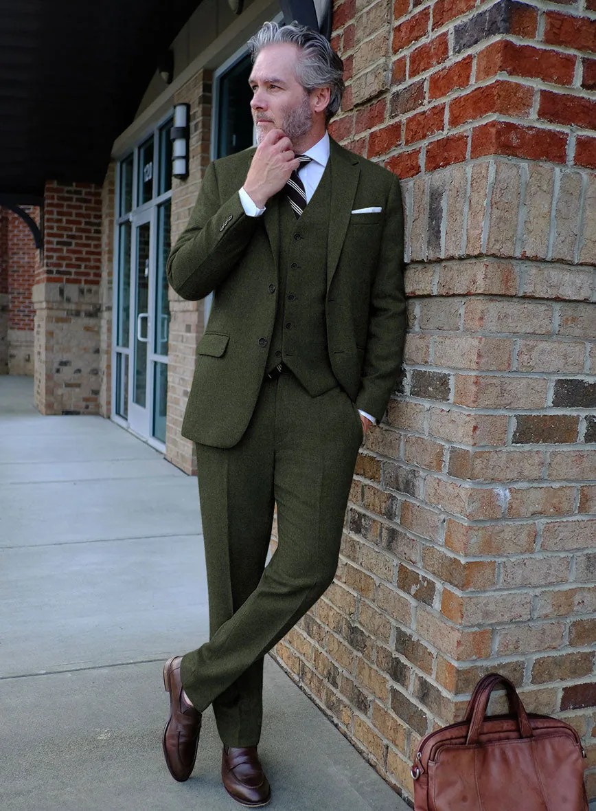 Italian Seaweed Green Tweed Suit