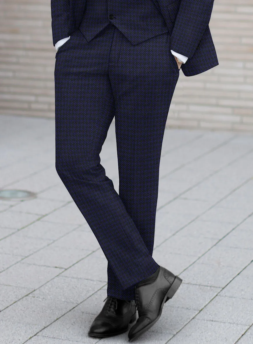 Italian Timas Navy Blue Houndstooth Flannel Suit