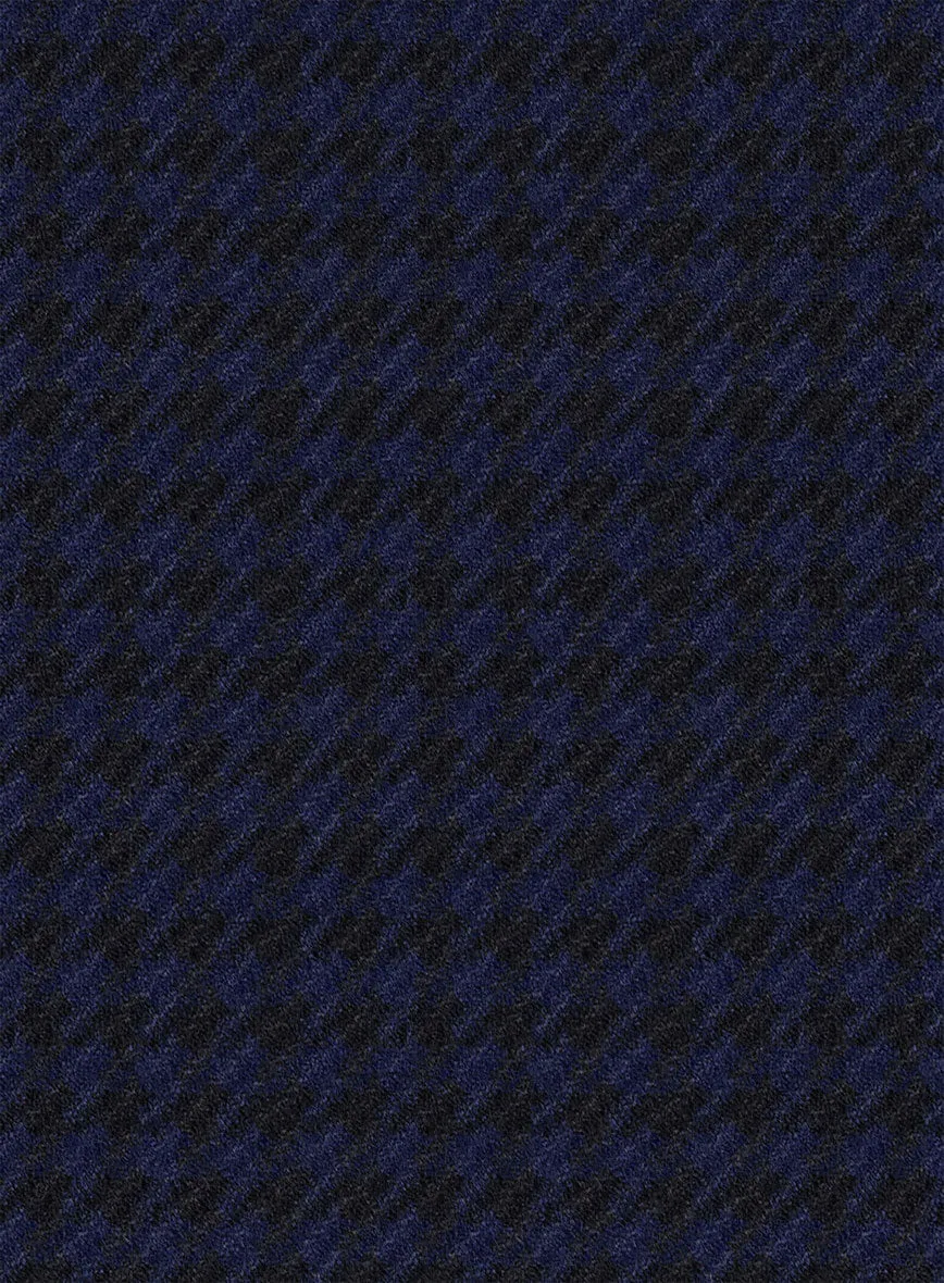 Italian Timas Navy Blue Houndstooth Flannel Suit