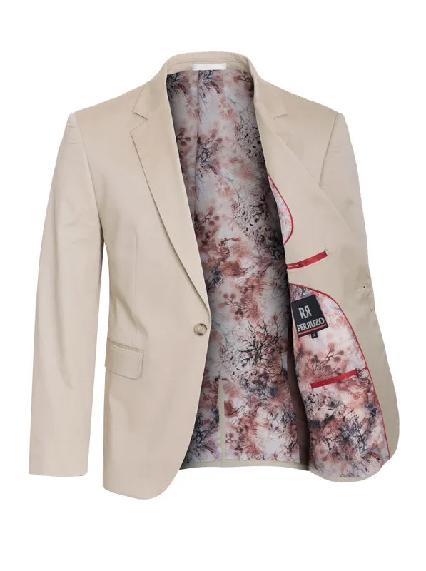 Khaki Cotton-Stretch Satin Fashion Blazer (1720)