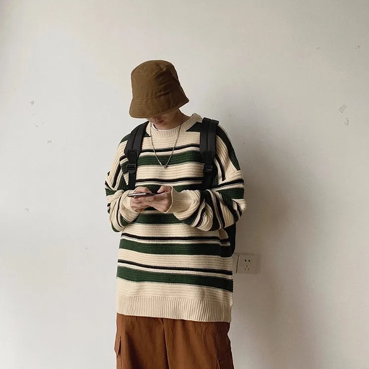 [Korean Style] Dibby High-Quality Striped Sweater