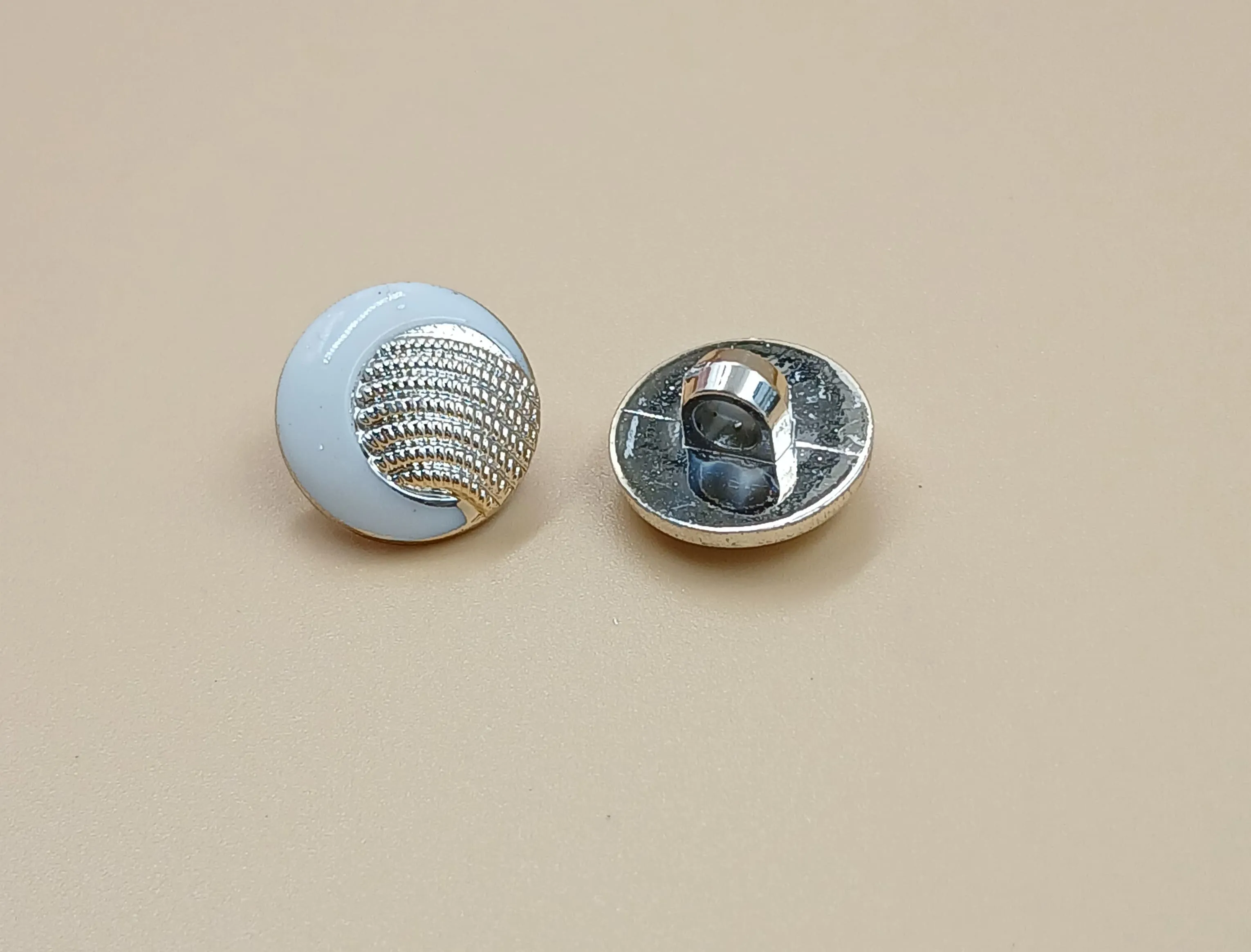 Light Golden & Silver Circular Down Hole Polyester Buttons