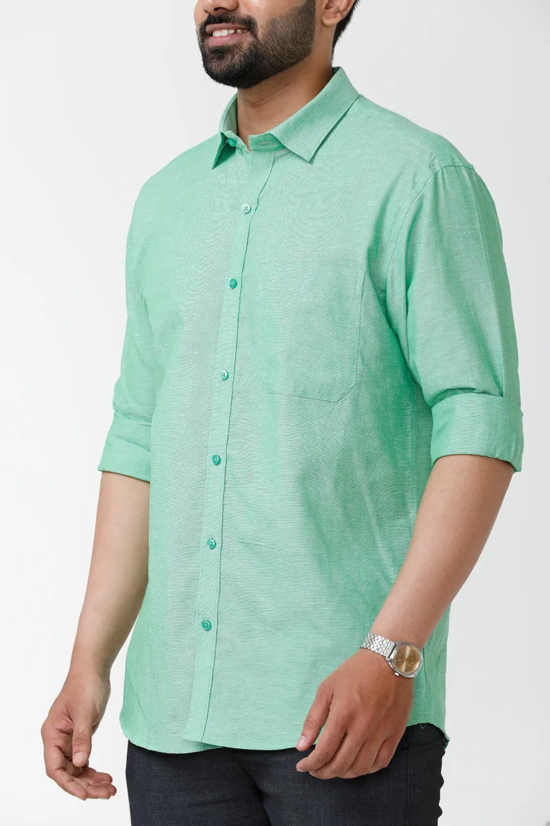 Linen Classic - Summer Green Formal Shirts for Mens | Uathayam