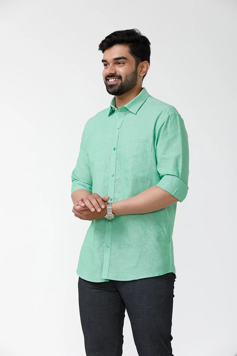 Linen Classic - Summer Green Formal Shirts for Mens | Uathayam