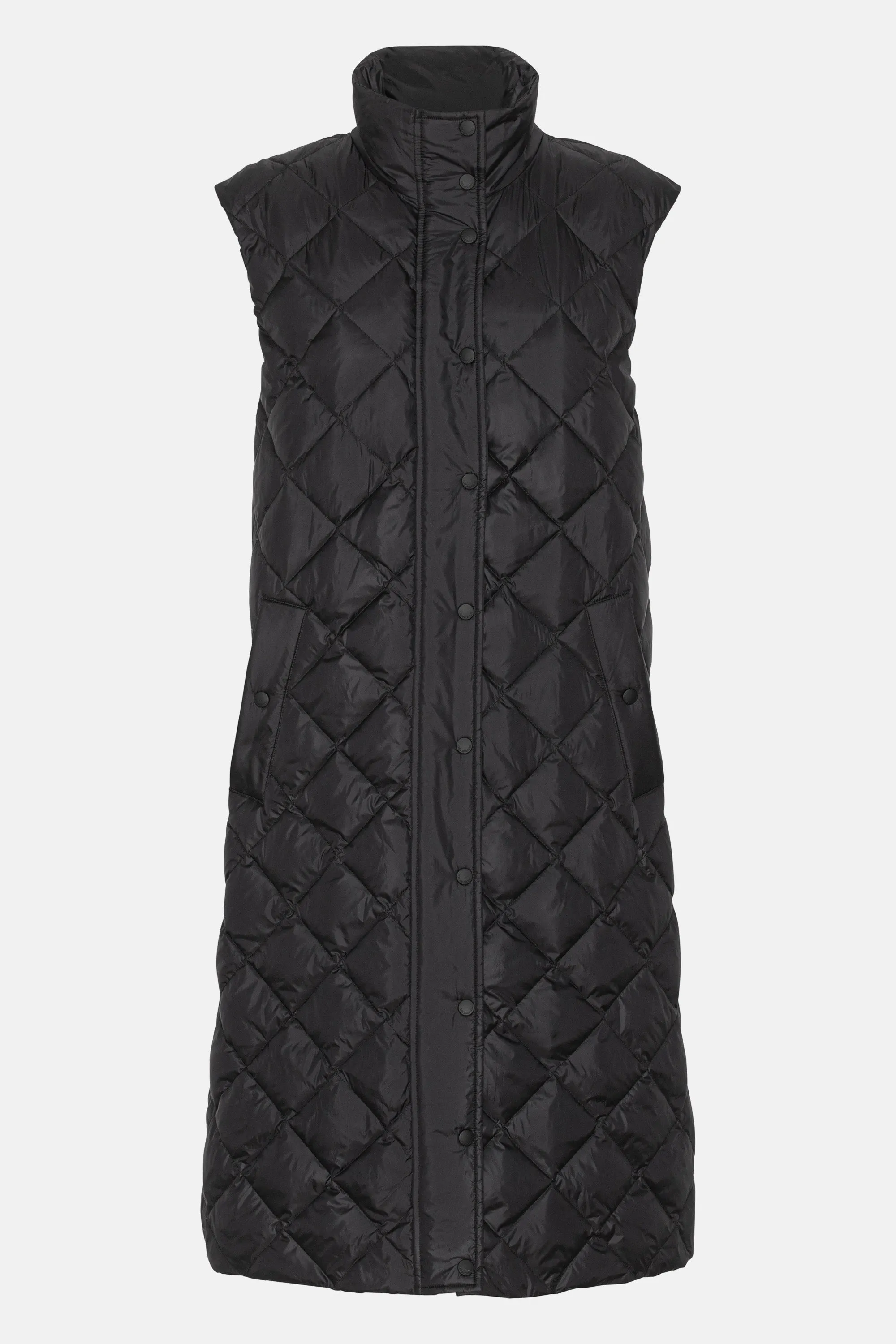 Long Down Vest - Black