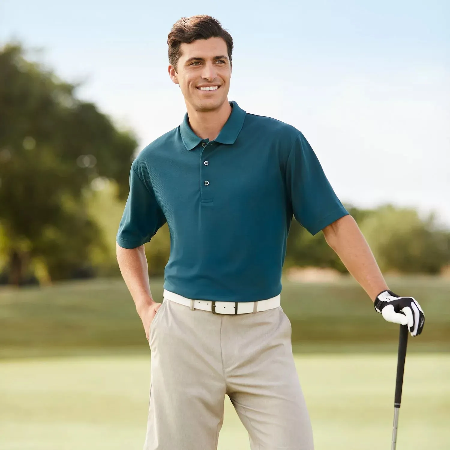 Men's Classic Fit Off Golf Grand Slam Solid Color Polo Shirt